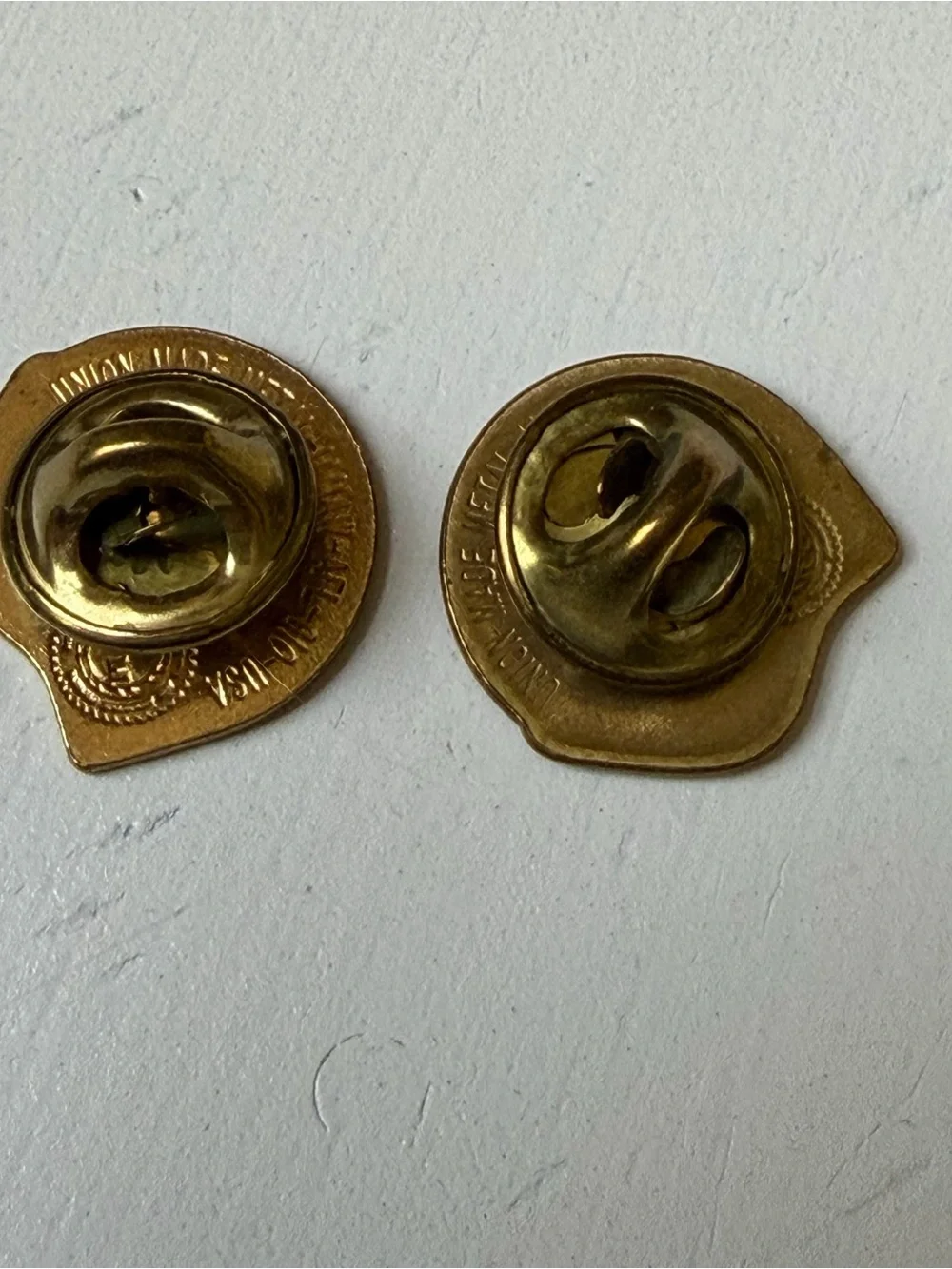 Vintage United Way YMCA Gold Tone Union Made AFL Lapel Hat Brooch Pin Set of 2